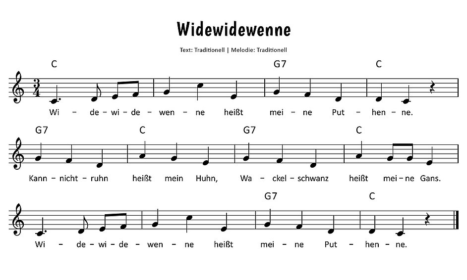 Widewidewenne (heißt meine Puthenne) Noten
