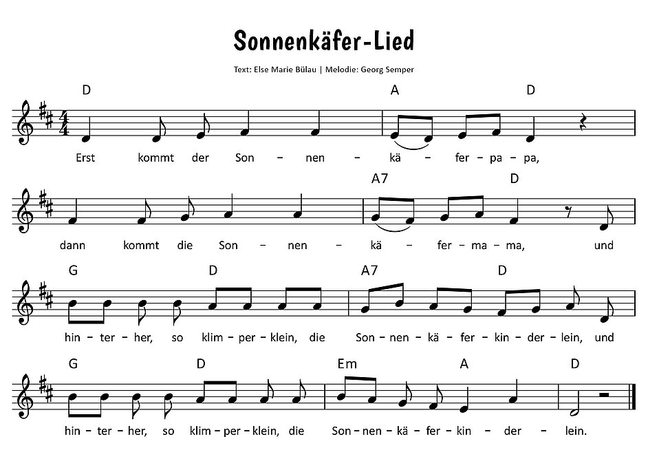 Das Sonnenkäfer-Lied Noten