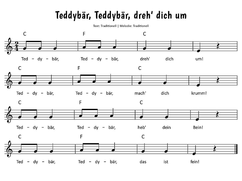 Teddybär, Teddybär, dreh dich um Noten