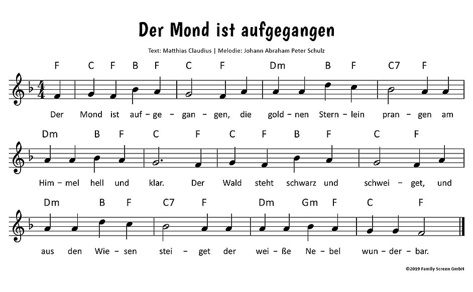 Der Mond ist aufgegangen Noten