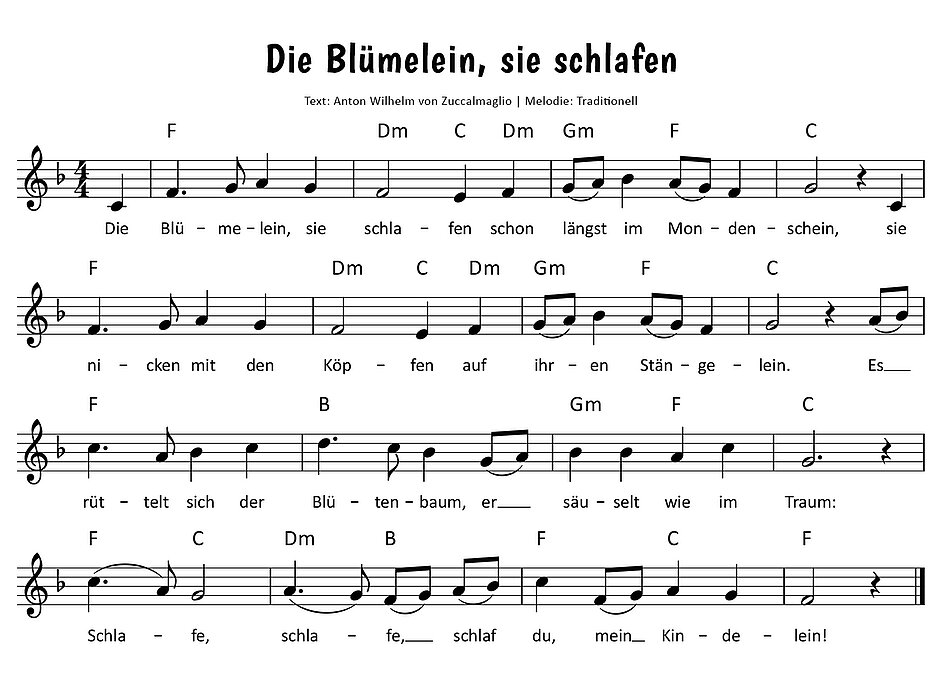 Die Blümelein, sie schlafen Noten