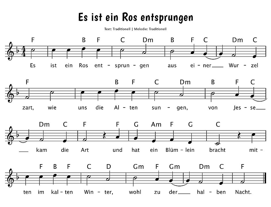 Es ist ein Ros entsprungen Noten
