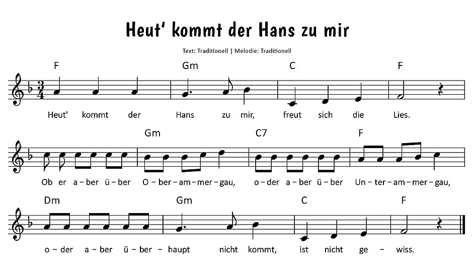 Heut kommt der Hans zu mir Noten