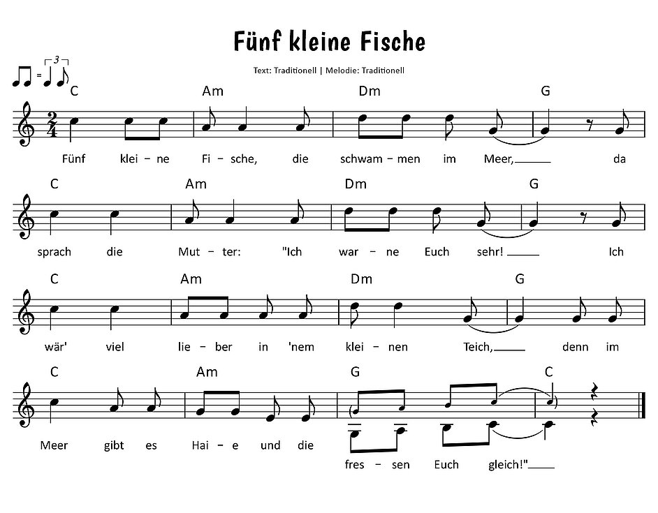 Fünf kleine Fische Noten