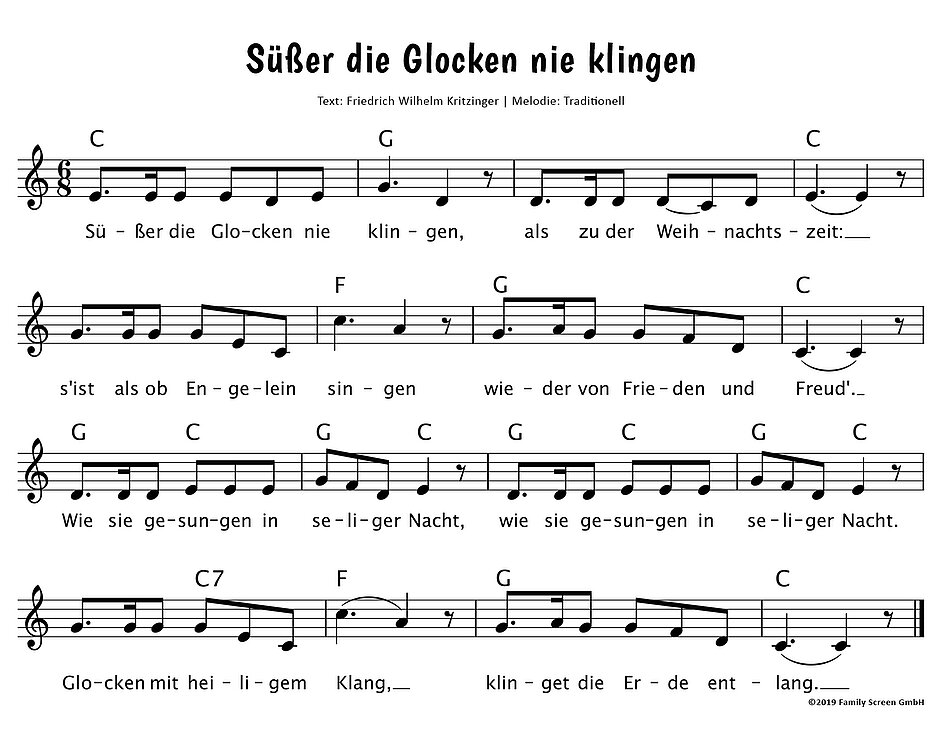 Süßer die Glocken nie klingen Noten