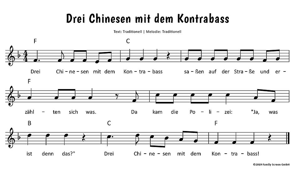 Drei Chinesen mit dem Kontrabass Noten