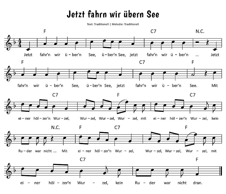 Jetzt fahrn wir übern See Noten