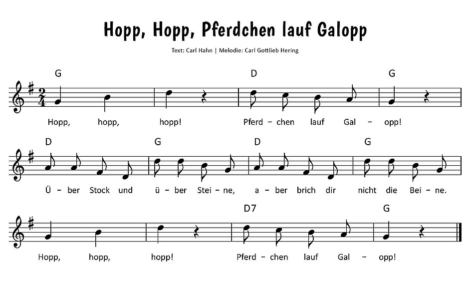 Hopp, hopp, hopp, Pferdchen lauf Galopp Noten