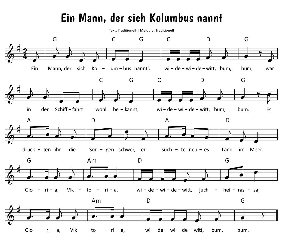 Ein Mann, der sich Kolumbus nannt Noten