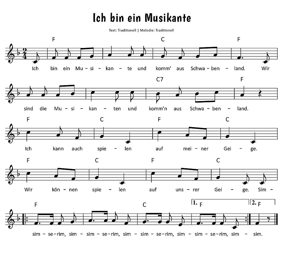 Ich bin ein Musikante Noten