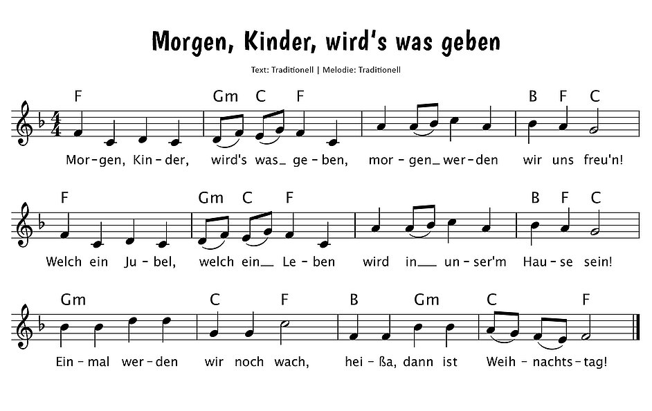 Morgen, Kinder, wirds was geben Noten