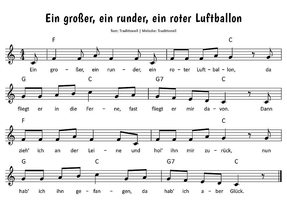 Ein großer, ein runder, ein roter Luftballon Noten