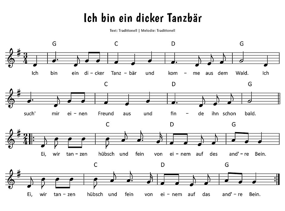 Ich bin ein dicker Tanzbär Noten