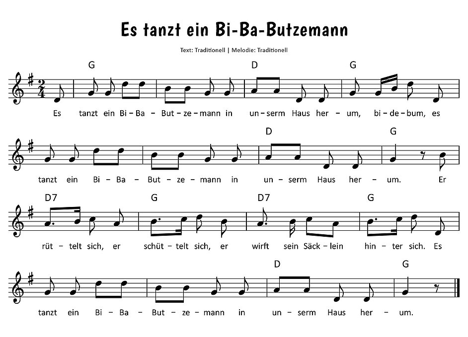 Es tanzt ein Bi-Ba-Butzemann Noten