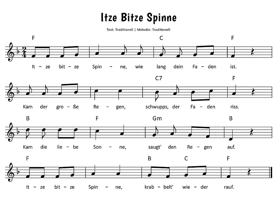 Itze Bitze Spinne Noten