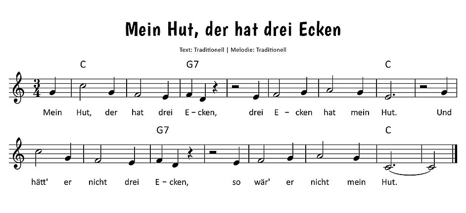 Mein Hut, der hat drei Ecken Noten
