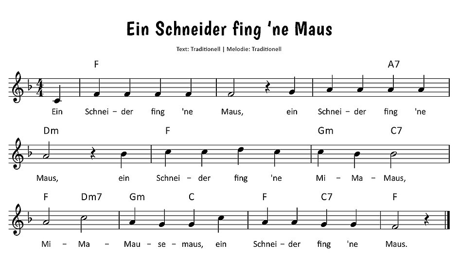 Ein Schneider fing ne Maus Noten