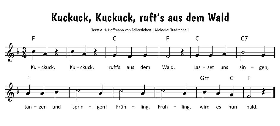 Kuckuck, Kuckuck, rufts aus dem Wald Noten